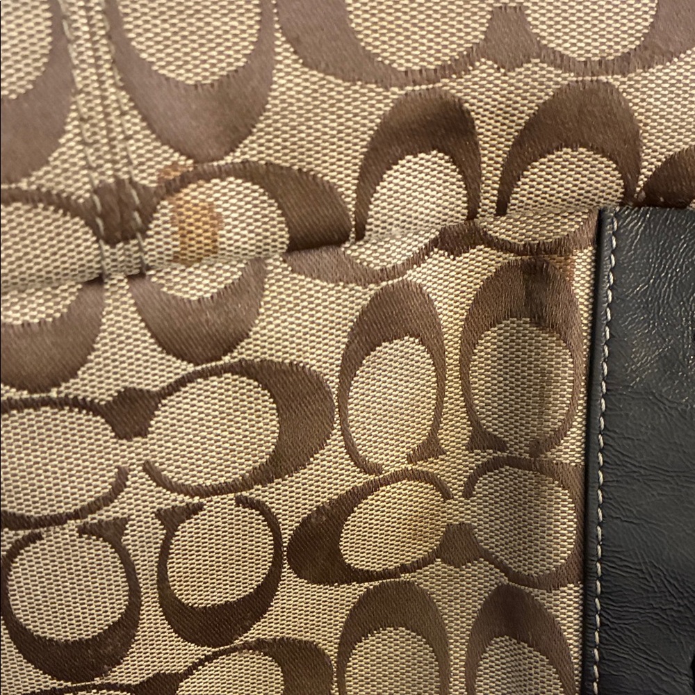 Coach Tan and Brown Signature Pleated Gallery Shoulder Handbag Tote - Picture 14 of 15